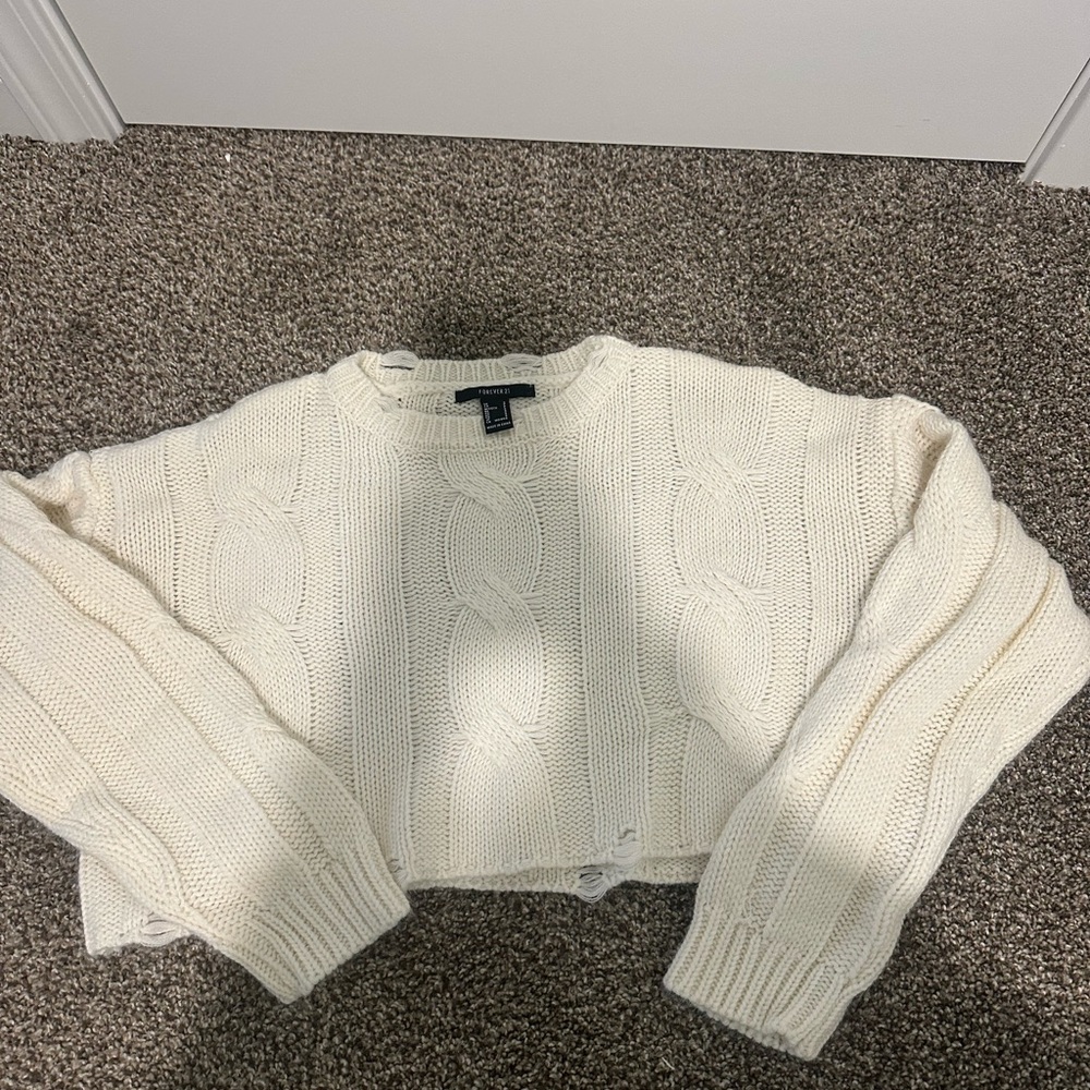 White Cropped Sweater